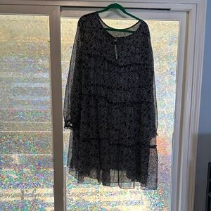 Ellos Blue Sheer Floral Dress